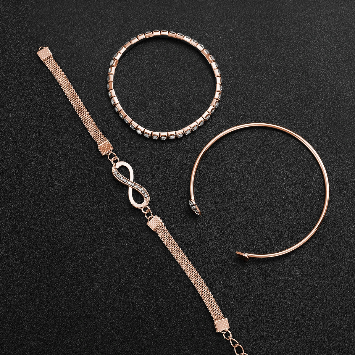 4 قطعة/المجموعة ساعات نسائية موضة حجر الراين سوار فولاذي التناظرية ساعة كوارتز أساور مجموعة Reloj Mujer (بدون صندوق) #4