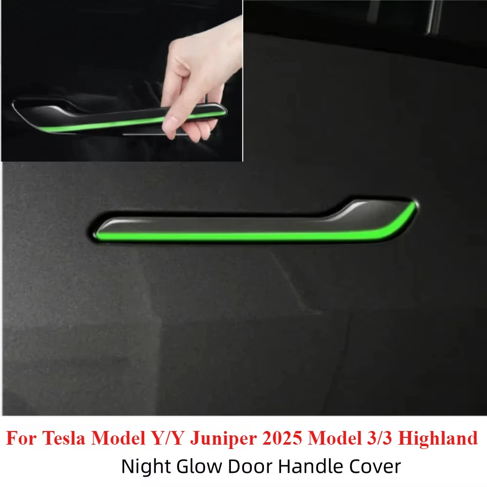 Für Tesla Modell Y/Y Juniper 2025 Modell 3/3 Highland 4 Teile/satz Leuchtende Auto Türgriff Abdeckung Glow Protector Aufkleber Wrap Trim