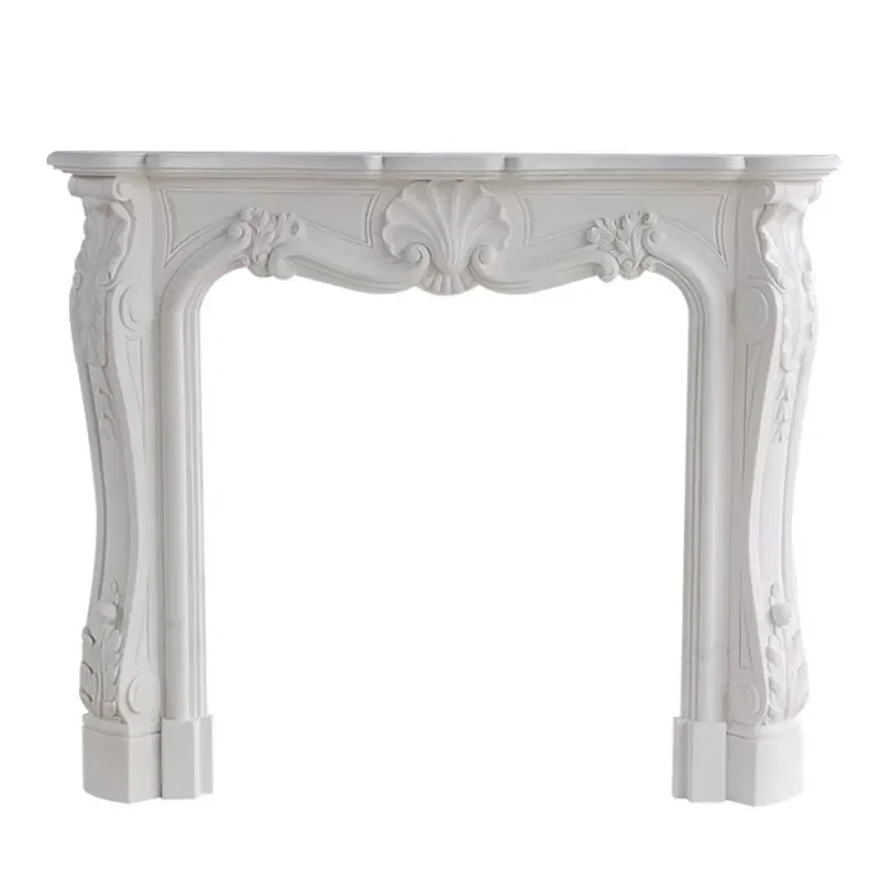 

Marble fireplace customized White Marble stone stone carving fireplace living room background wall fireplace decoration cabinet