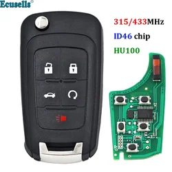 4+1/5 Button Remote Key Fob 315mhz 433mhz with ID46 Chip for Chevrolet Impala Equinox Cruze Sonic Malibu Camaro HU100 Uncut