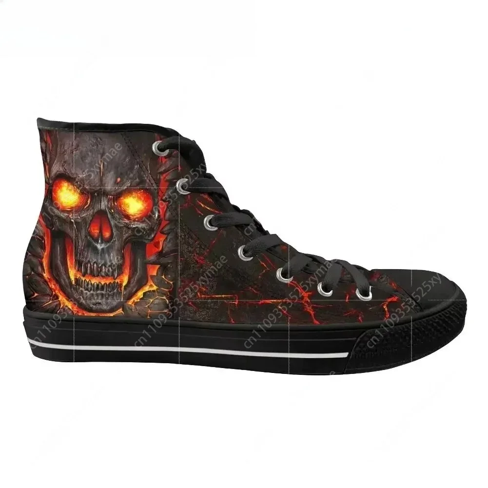 Men Vulcanized Sneakers High Top Canvas Shoes Classic 3D Lava Skull Brand Design Men's Flats Shoes Lace Up Footwear view 2