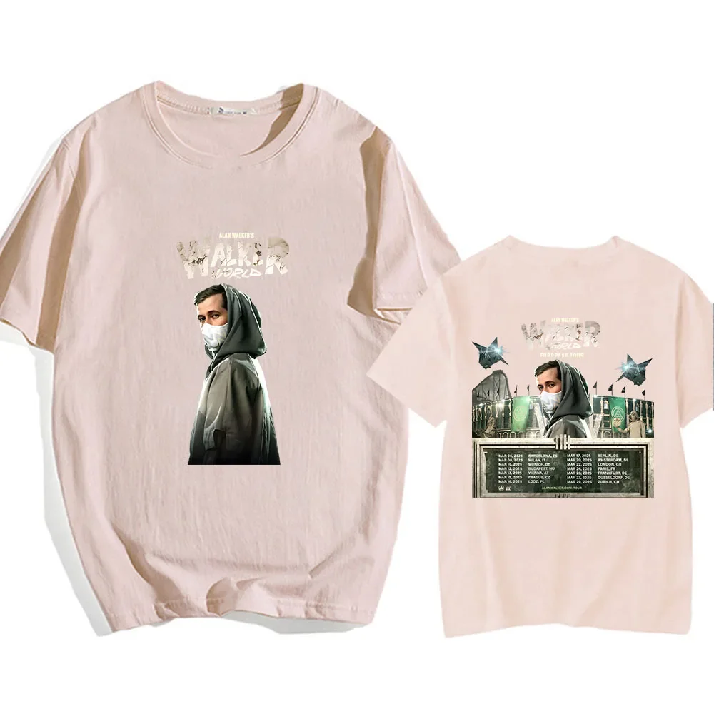 آلان ووكر جولة حول العالم 2025 تي شيرت القطن الصيف لينة الرجال النساء التي شيرت الجولة الرقبة الهيب هوب الشارع الشهير الرجال النساء المحملة القمم الملابس
