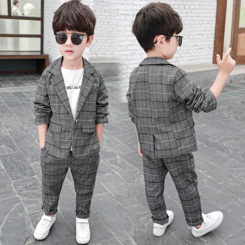 Boys' suit, spring and autumn collection, casual blazer for toddlers and young children, flower boy outfit, two-piece set, Korea