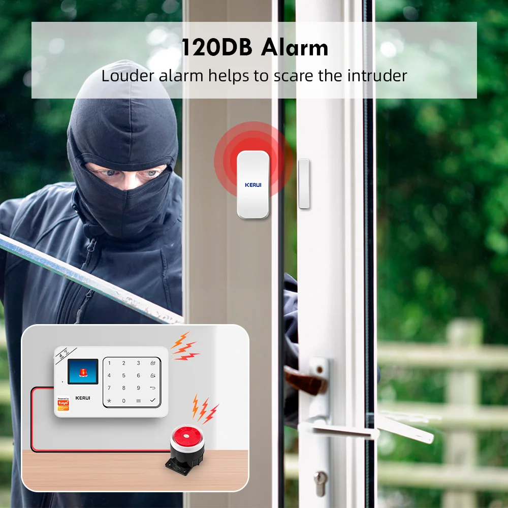KERUI W181 Wireless Anti-Theft Alarms Alexa WiFi GSM Home Alarm System 433MHZ Tuya Smart Life App for House Security Protection