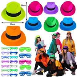 Neon Party Hats UV Blacklight Glow Party Decorations Fluorescence Plastic Hats for Kids Men Women Birthday Neon Party Supplies