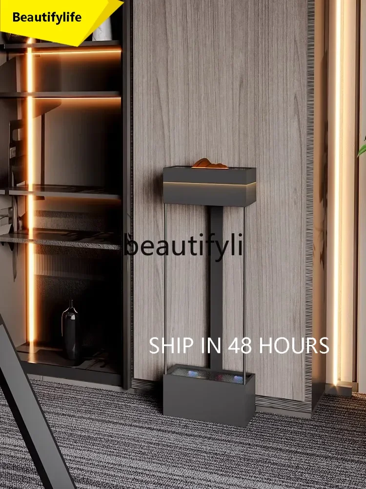 

smt1 Floor-to-ceiling running water fish tank light luxury office living room ornament pool water landscape