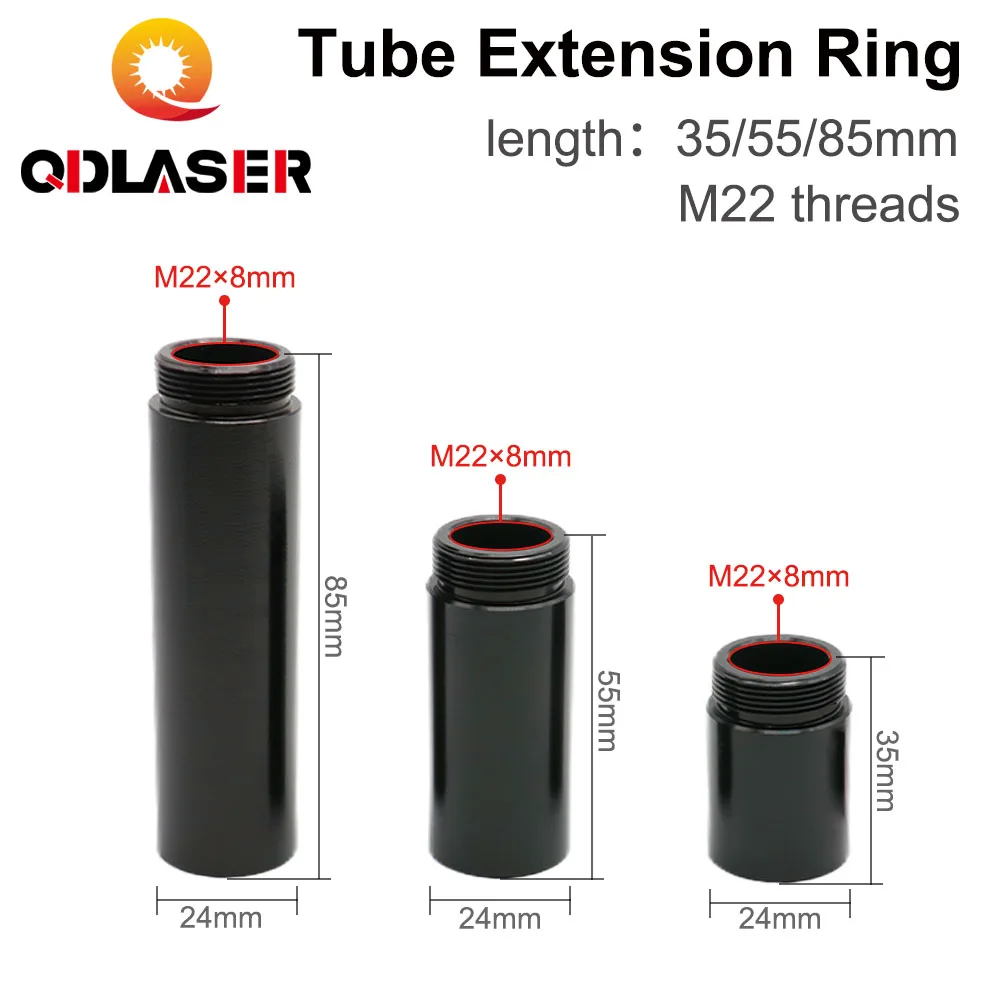 QDLASER-Tube d'extension de tête laser CO2, anneau d'extension, tête laser trempée, 0,24mm, tube d'objectif pour machine de gravure de découpe laser CO2