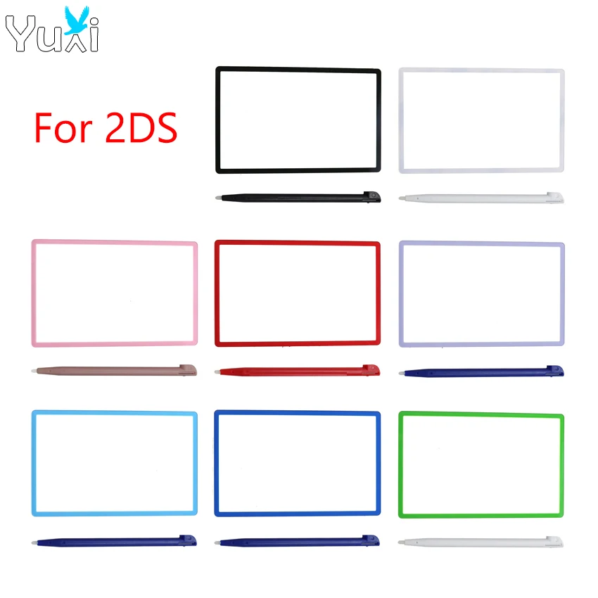 YuXi Plastic Upper Mirror Outer Lens Cover For 2DS Top LCD Screen Front Cover Plate & Touch Screen Stlus Pen