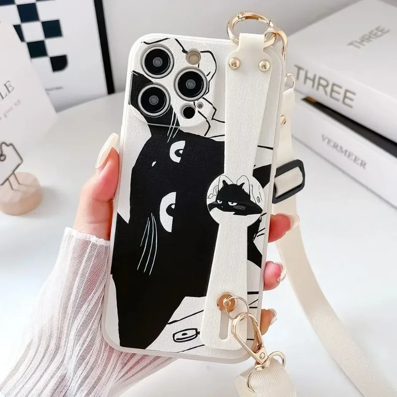 SoCouple Cat Crossbody Lanyard Case For Samsung S21 S22 S23 S24 S20 FE Plus Ultra Note 10 20 Neck Wrist Strap Phone Holder Cover