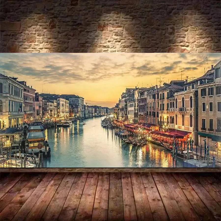 

Abstract Water City Landscape Diy Diamond Painting Large Size House Scenery Full Square Round Drill Mosaic Embroidery Picture