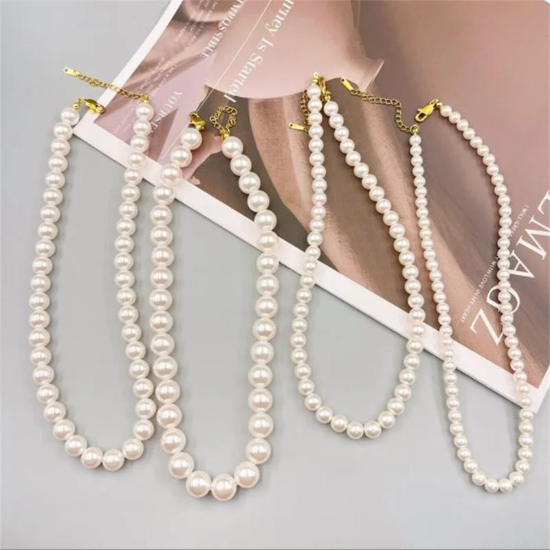 High-grade Pearl Necklace  Not Fade Retro Fashion Multi-size Luxury Clavicle Chain Variety Of Sweater Chain 080205