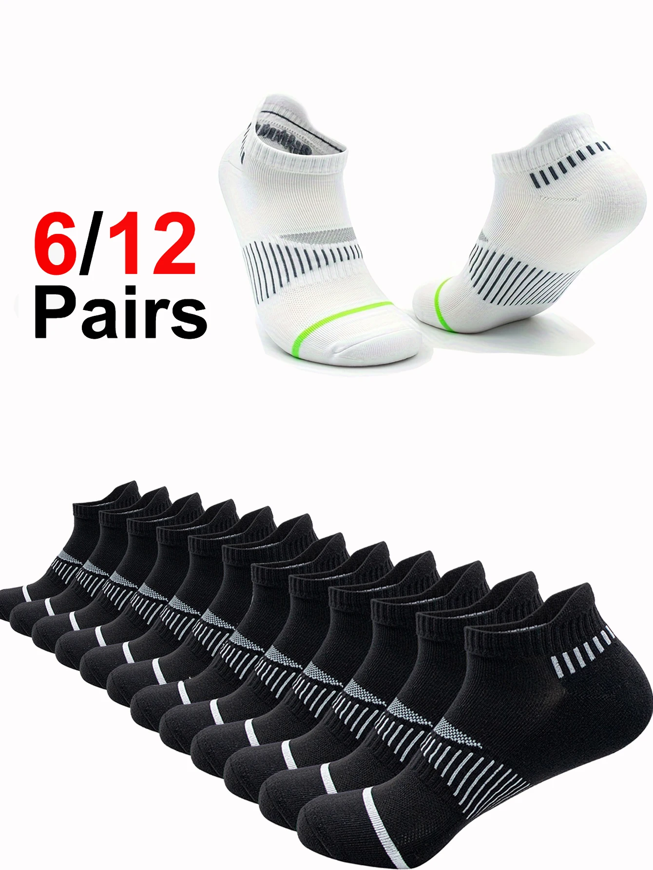 Classic Crew White Men's Socks 6/12Pairs per Order Unisex Sports Anti-slip Breathable for Running Basketball Outdoor Activities
