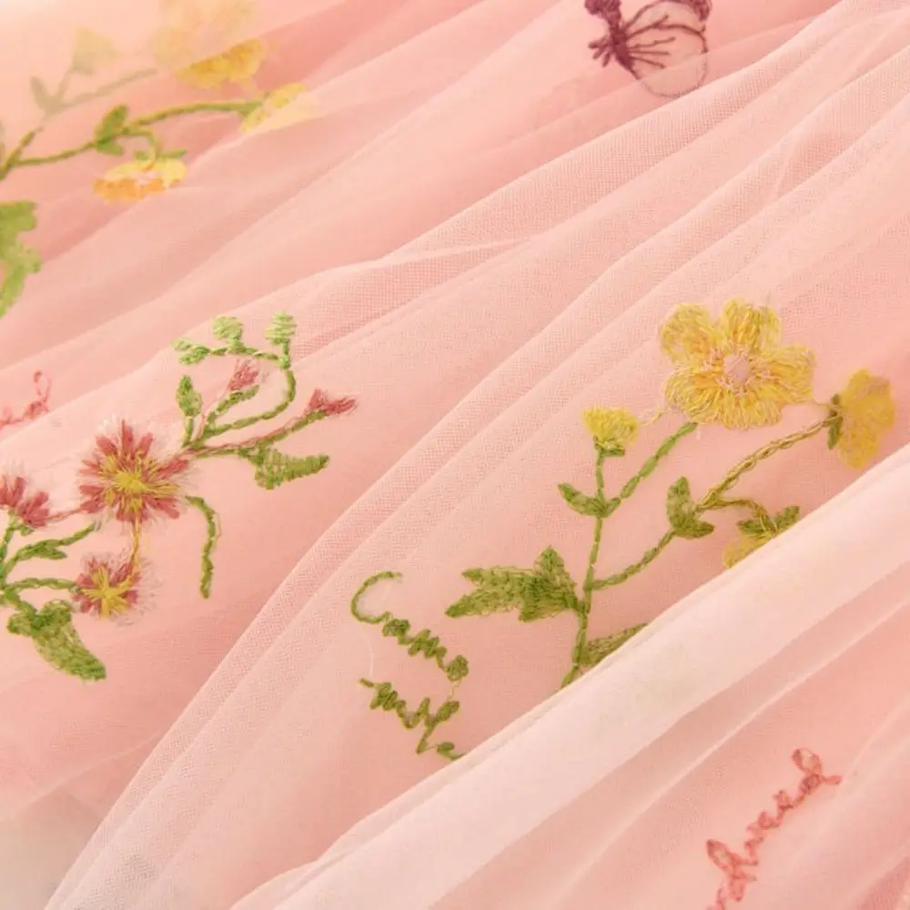 New Mesh Fabric Princess Dress Puff Skirt Suspender Design Fairy Dress Floral Embroidery 3D Wings Tutu Dress Summer Wear