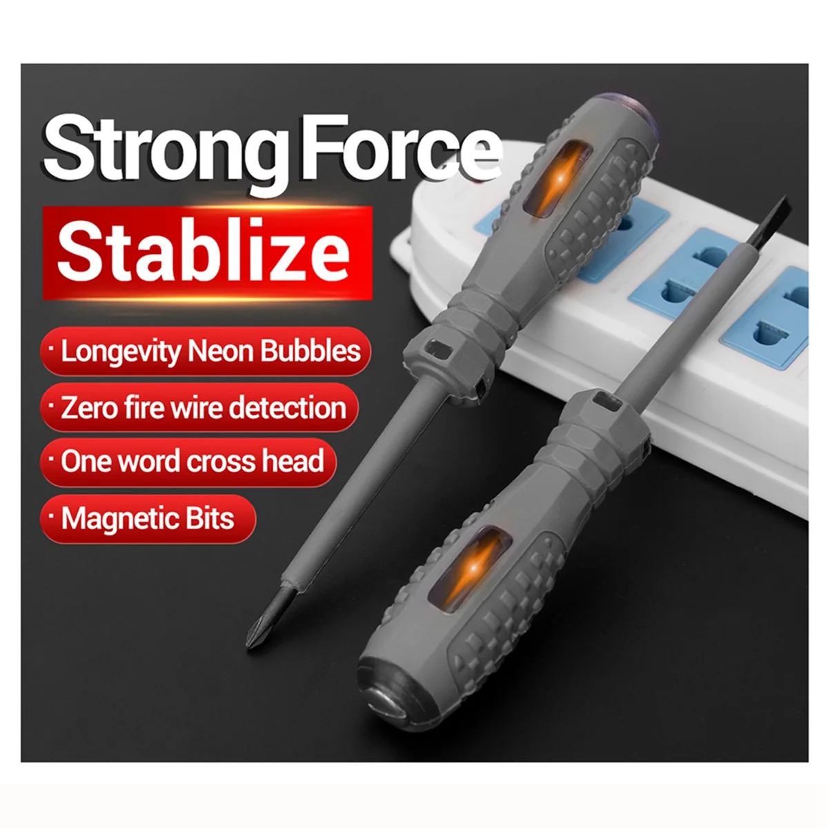 أدوات 2 قطعة جهاز قياس الجهد الكهربائي الرقمي القلم التيار المتناوب عدم الاتصال التعريفي اختبار قلم رصاص الفولتميتر كاشف الطاقة مفك كهربائي