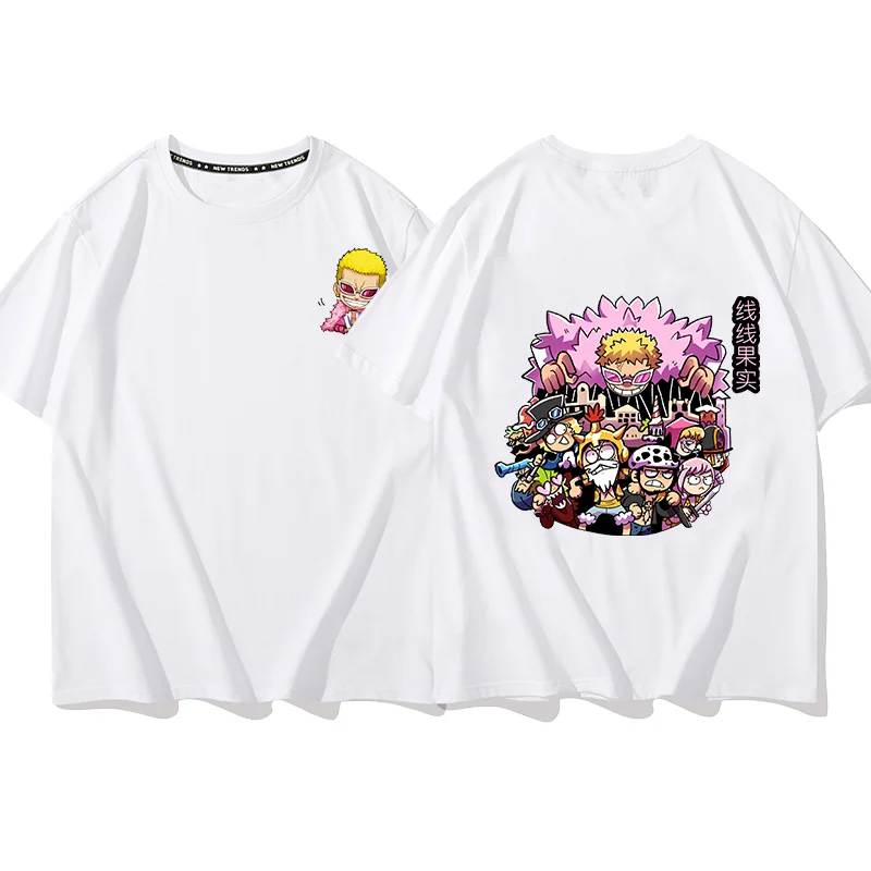 Anime ONE PIECE T-shirt Doflamingo Printed T-shirt Leisure Sports Street Men's and Women's T-shirt