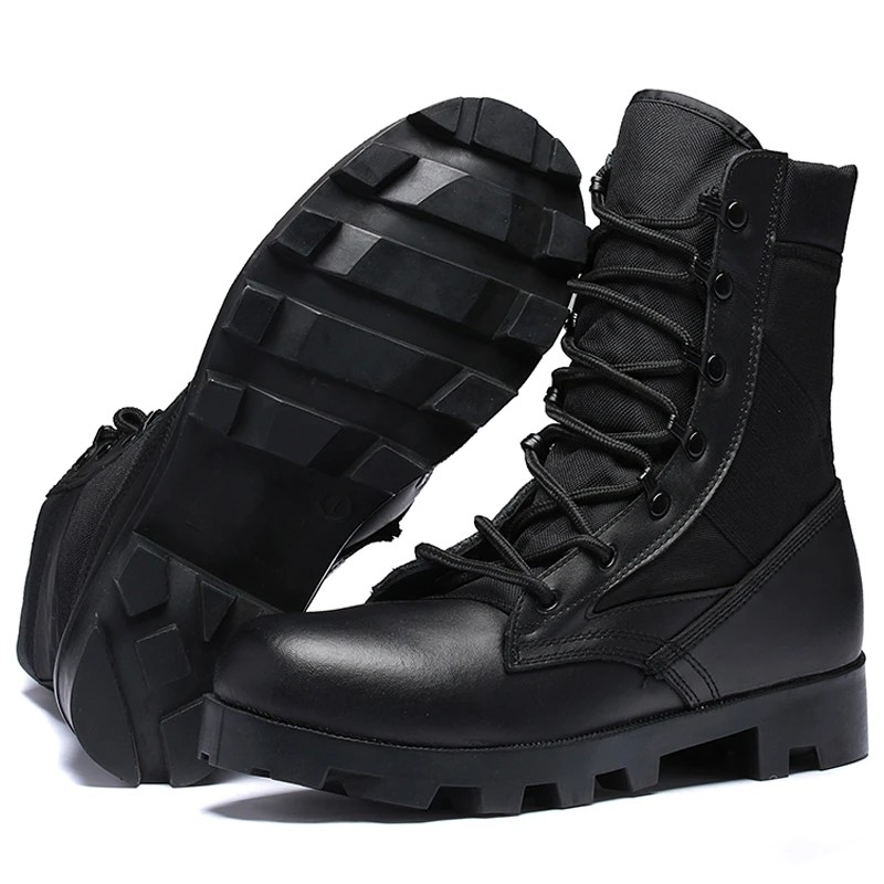 Genuine Leather Male Boots Desert Combat Botas Outdoor Hiking Shoes Training Tactical Non-slip Men 2023