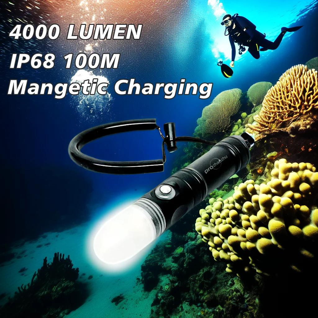Scuba Diving Buddy Signal Light IP68 Underwater LED Strobe Light Underwater 100M 4000 Lumen Rechargeable Diving Lamp