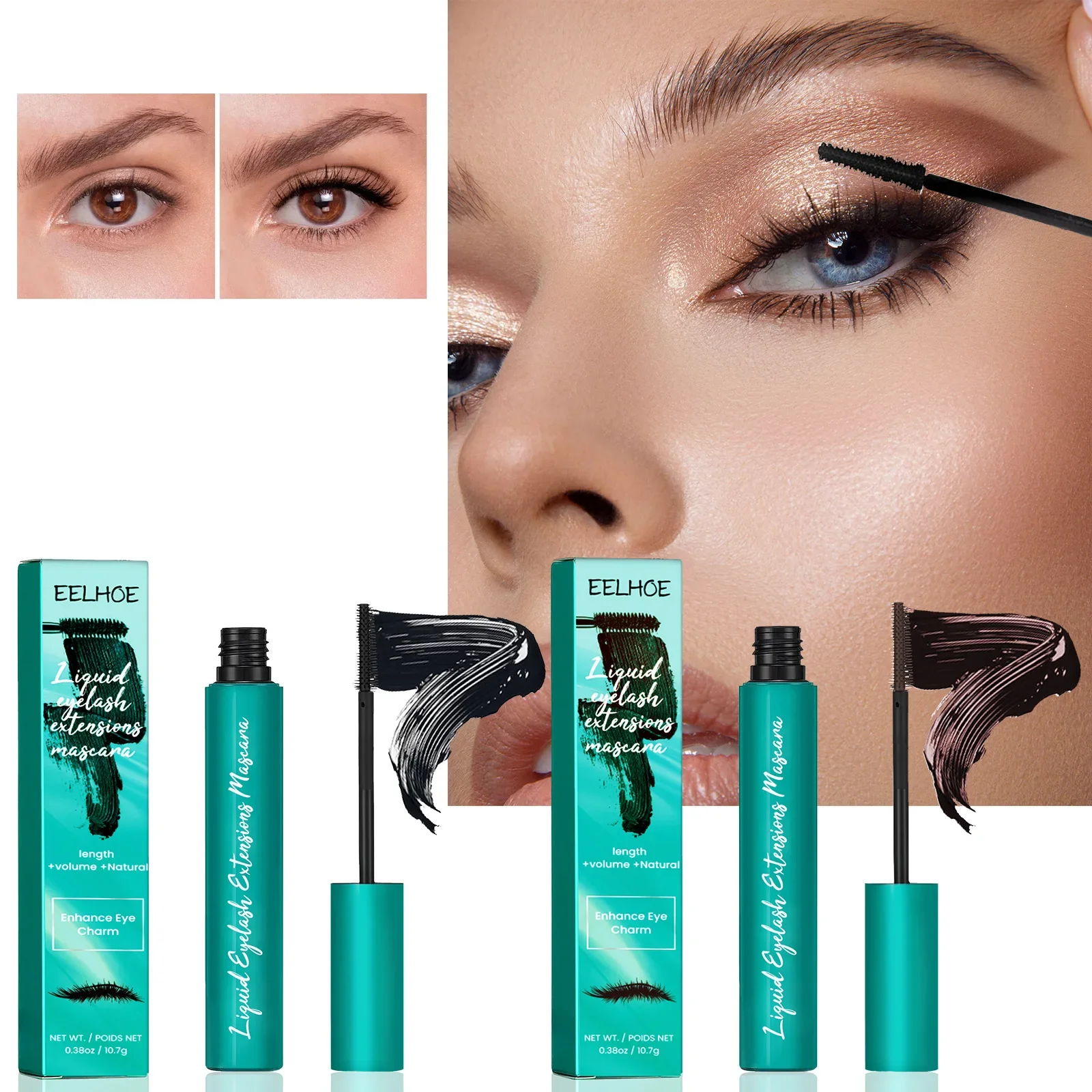 Mascara pour les yeux, extension de cils, allongement des cils, bouclés, rehausseur épais, longue durée, imperméable, séchage rapide, cosmétique