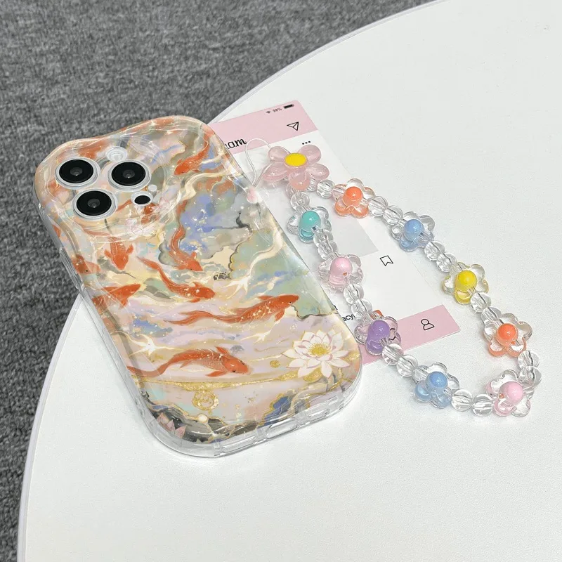 Funda transparente con patrón de carpa de la suerte para Samsung Galaxy A56 A55 A37 A36 A27 A26 A16 S25 S26 S22 S23 Ultra Plus S24 FE 4