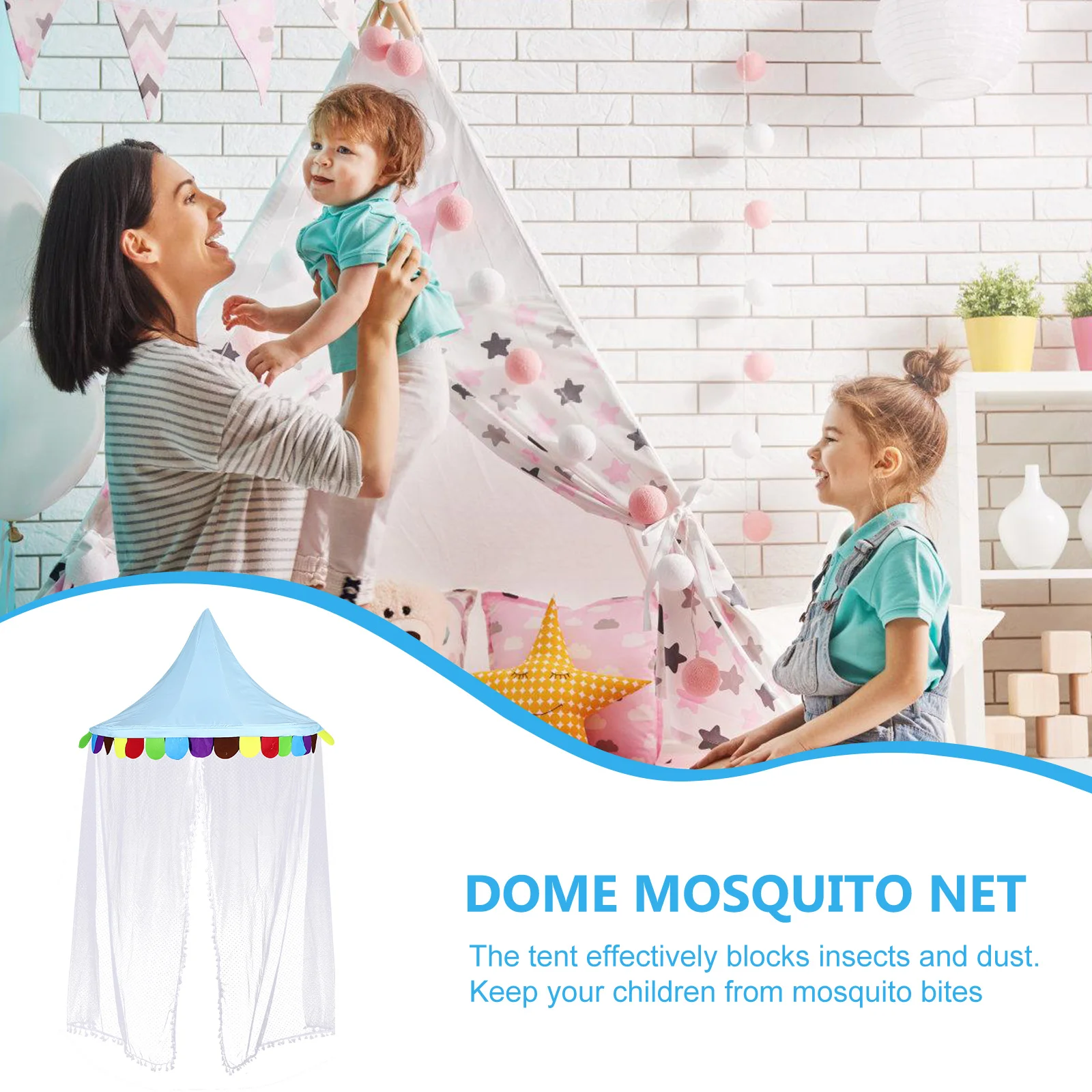 

Bed Canopy Half Round Dome Crib Mosquito Net Lightweight Sturdy Safe Material Block Insects Dust Protect Bites