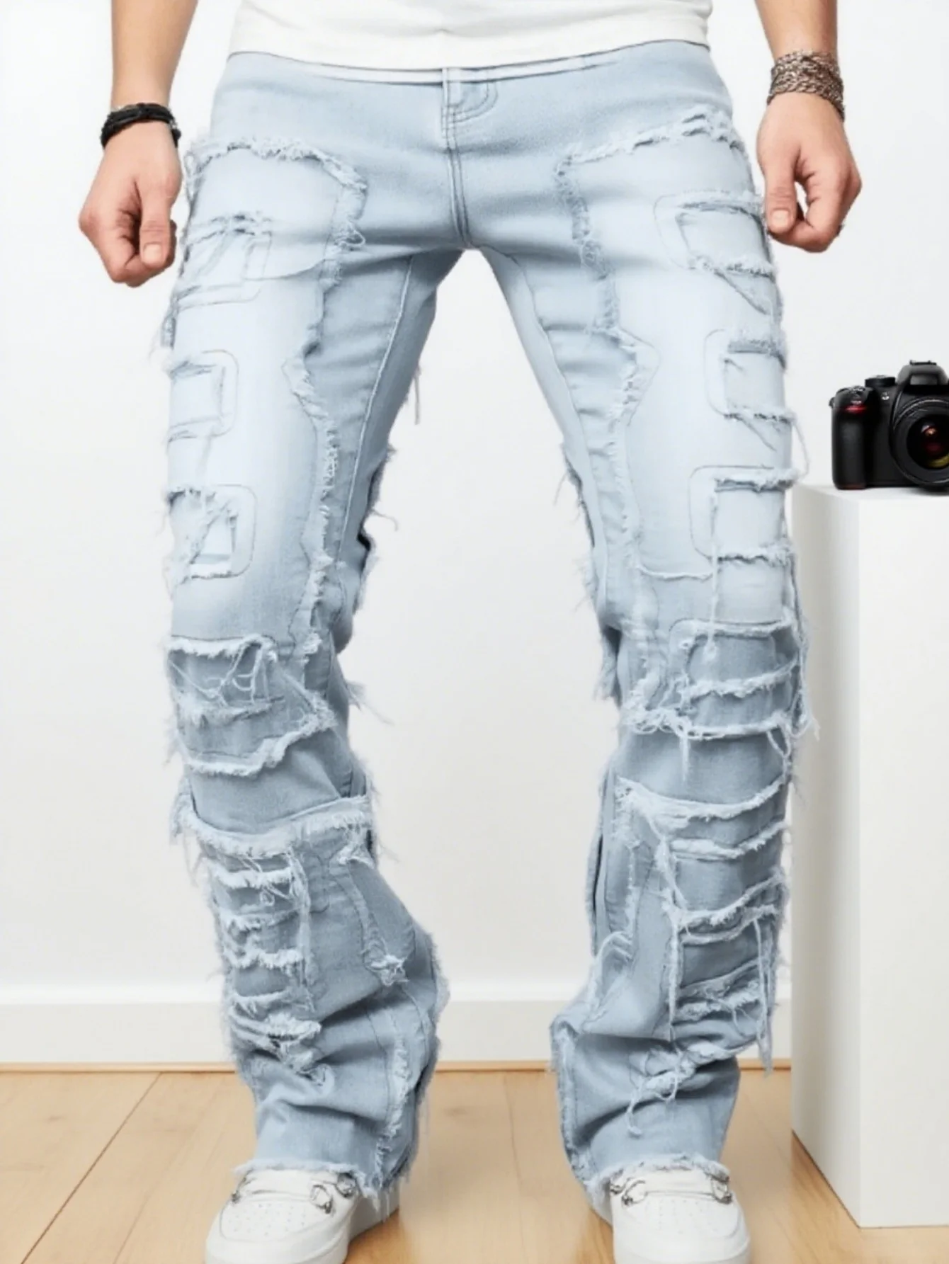 

Men's Stretch Slim-fit Cloth Cat-beard Casual All-match Pants