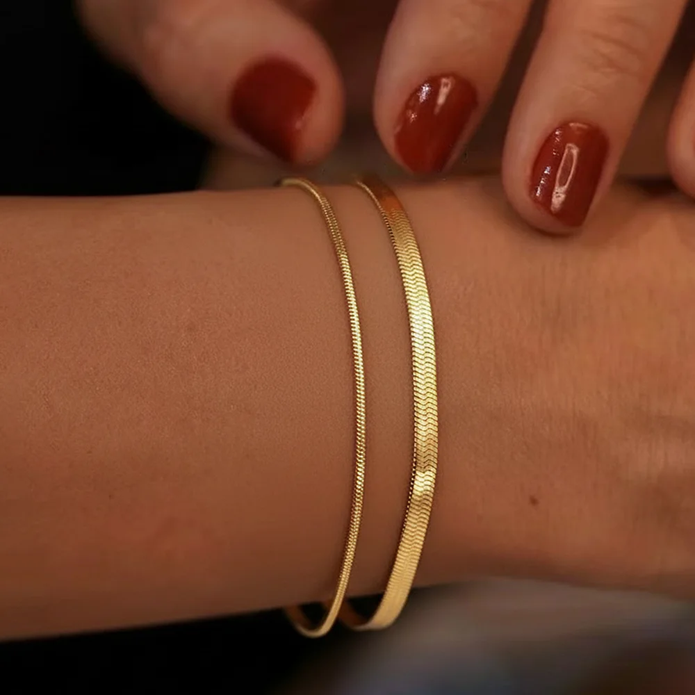 Damen Mode Doppelschichtiges Armband Edelstahl Gliederkette Armband Vergoldeter Schmuck