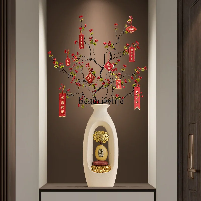 04Floor-to-ceiling vase ornament, living room entrance, fortune fruit, fortune housewarming ornament