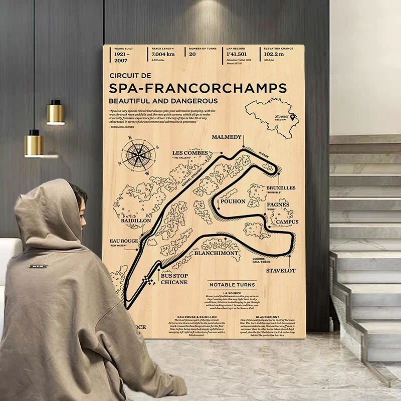 F1 Formula Racer Poster Aesthetics Racing Monaco Grand Prix Circuit Track Wall Art Mural Home Room Decor Vintage Canvas Painting