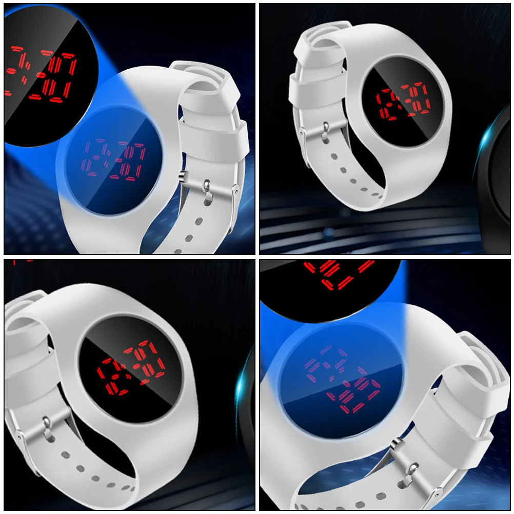 قطعتان من الساعات الإلكترونية LED وساعات المعصم الرقمية وتصميم بسيط وسهل القراءة هدية للطلاب باللون الأبيض #6