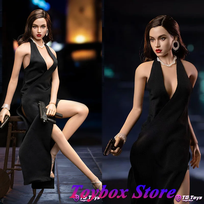 TGToys ×SWToys 1/6 TG8012 Cuban Female Agent Action Figure Black High Slit Cloth Dress Design 12