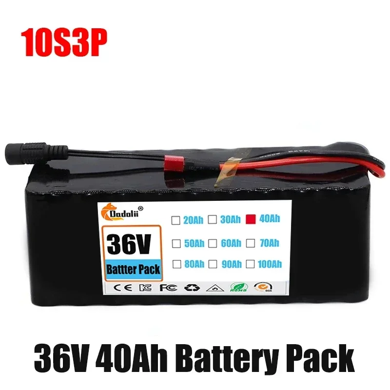 18650 Rechargeable Lithium Battery Pack 36V 3000mAh 10S3P Power Modified Bicycle Scooter Electric Vehicle with BMS+charger