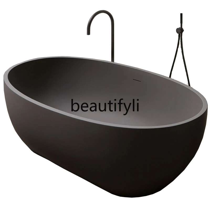 

Matte gray freestanding family bathtub couple double beautiful stone artificial stone bathtub