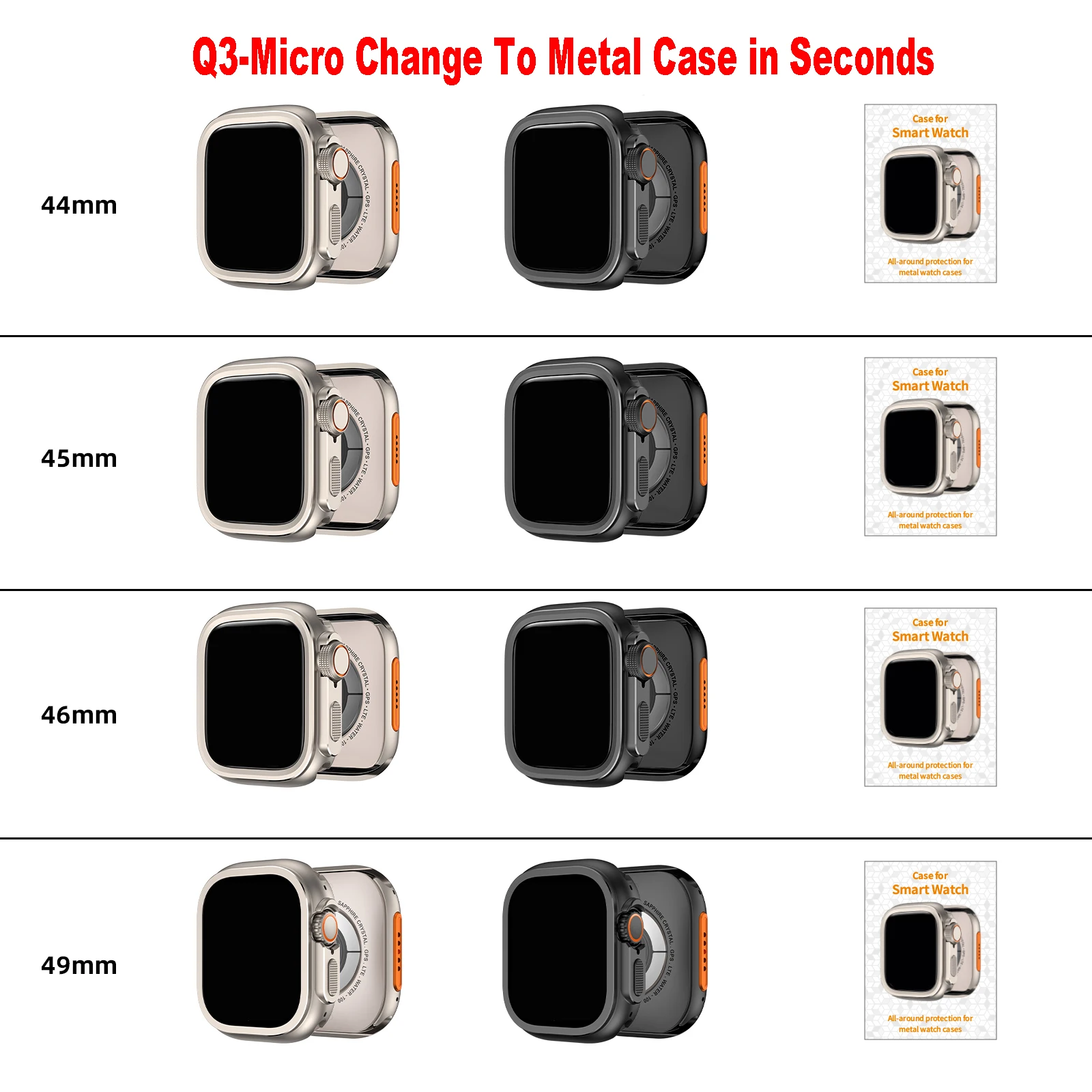 Aluminiumlegierungs-Gehäuse für Apple Watch Ultra 4 3 2 49mm 46mm 44mm 45mm Metall-Stoßfänger-Schutz für IWatch Series 11 10 9 8 7 6 – Detail 1