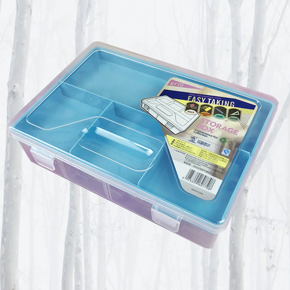 

Pencil Box Large Capacity Blue Plastic Storage Case for Pens Stationery Tools Organized Lightweight Smooth Surface