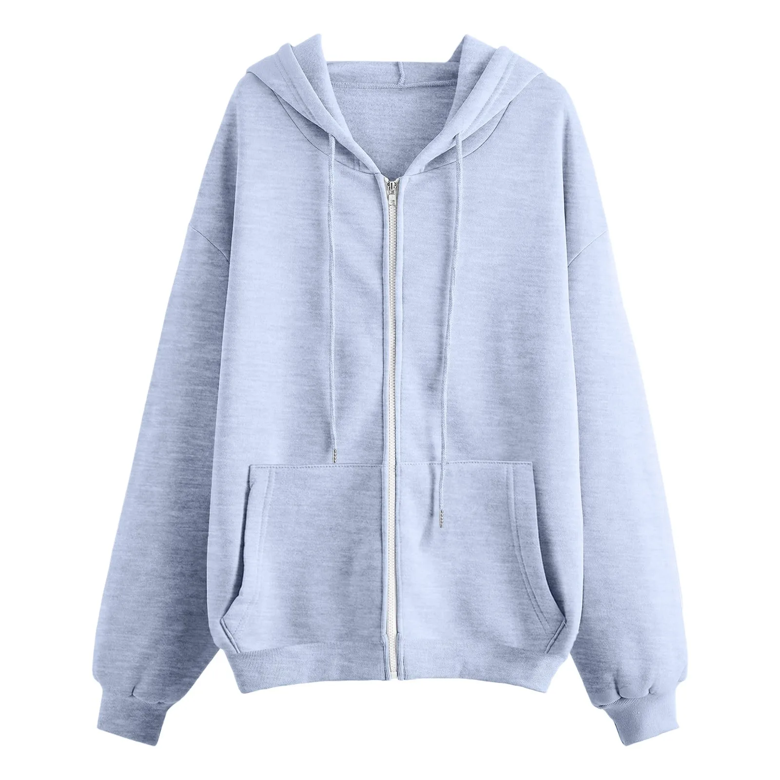 Veste à capuche zippée pour femme, cardigan à manches longues, poche Wstring, sweat-shirt coréen, vêtements de sport décontractés, document solide, proximité, Y2K