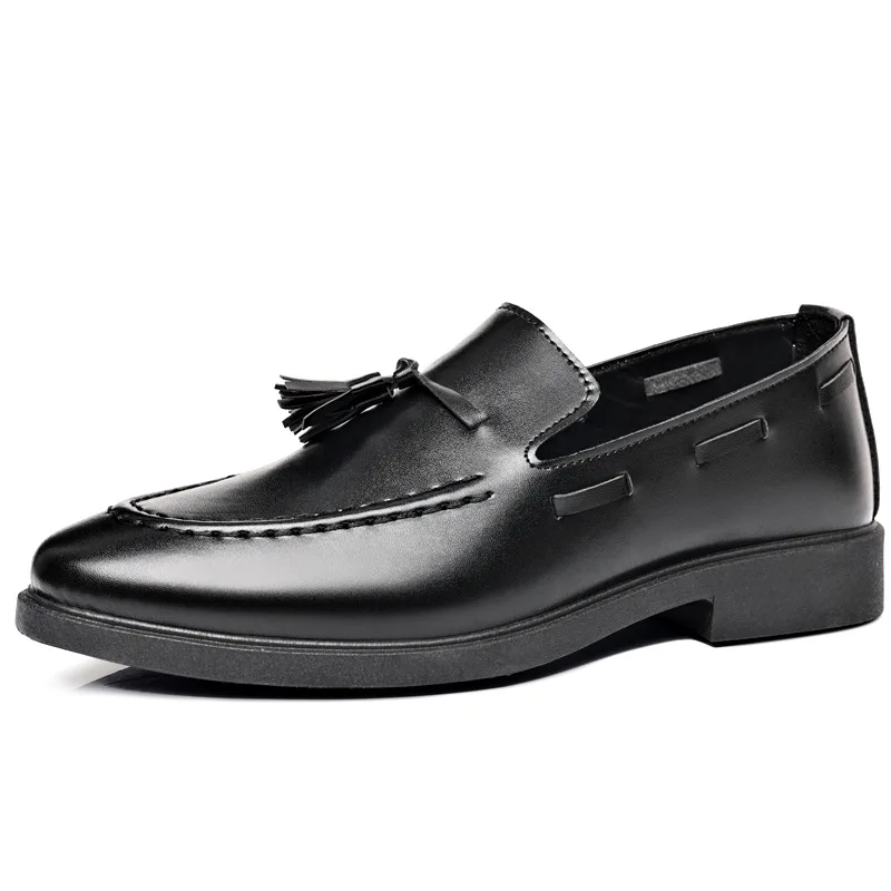 Large-sized Comfortable Men's Shoes British Men's Casual Leather Shoes Doudou Fringed Small Leather Shoes Loafer Sneaker Man