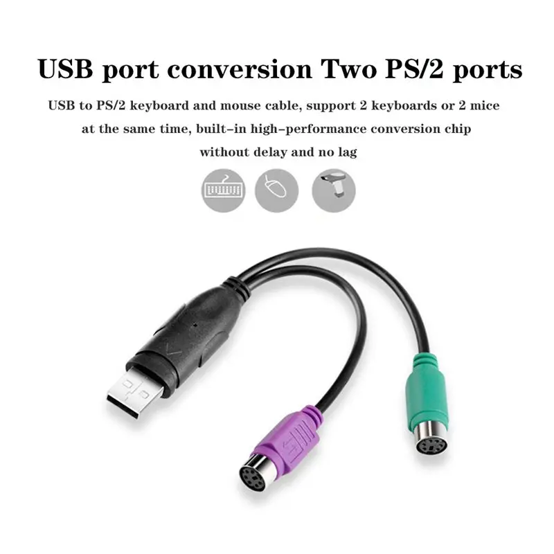 USB2.0 A Male to PS2 With Mouse and Keyboard Support For Scanning Gun PS2 to USB Adapter Adapter Cable With Chip