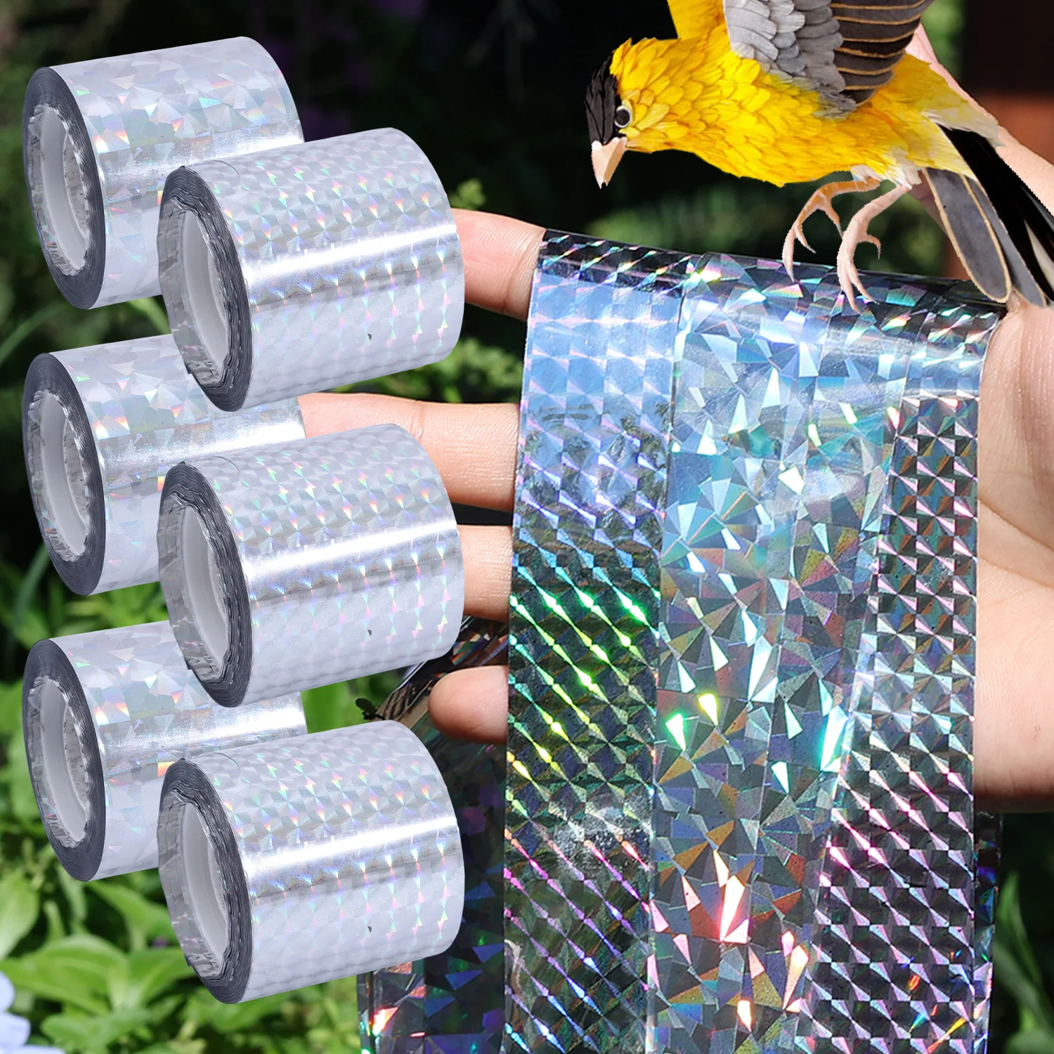 

Bird Repeller Tape Hawks Pigeon Flashing Reflective Repellents Anti-Bird Scare Double-sided Tape Ribbon for Garden Orchard