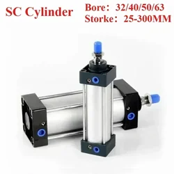 SC Standard Air Pneumatic Cylinders SC32/40/50/63mm Bore Double Acting 50/75/100/125/150/175/200/250/300mm Stroke