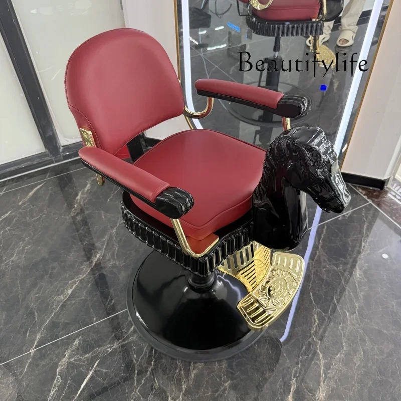 BJ High-end children's hair cutting chair, white Trojan horse rotating lift haircut chair, special for hair salon