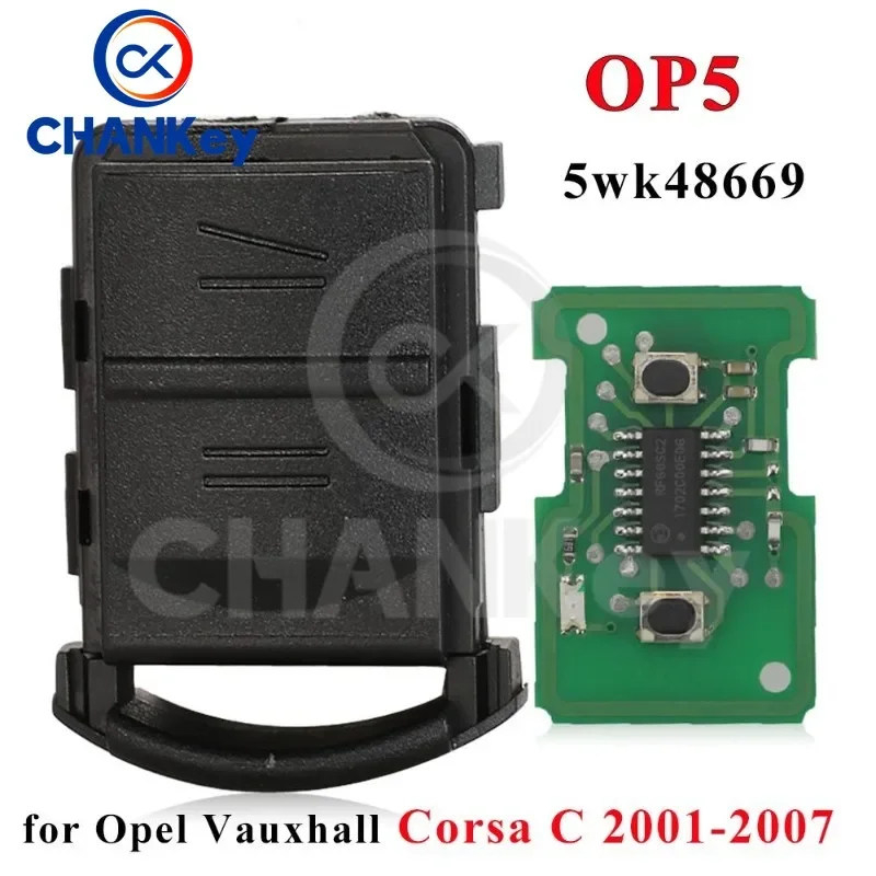 CHANKey 2Buttons Car  For Vauxhall Opel Corsa C Combo Tigra Meriva Remote  Fob 433Mhz ID40 Chip 5WK4 8668