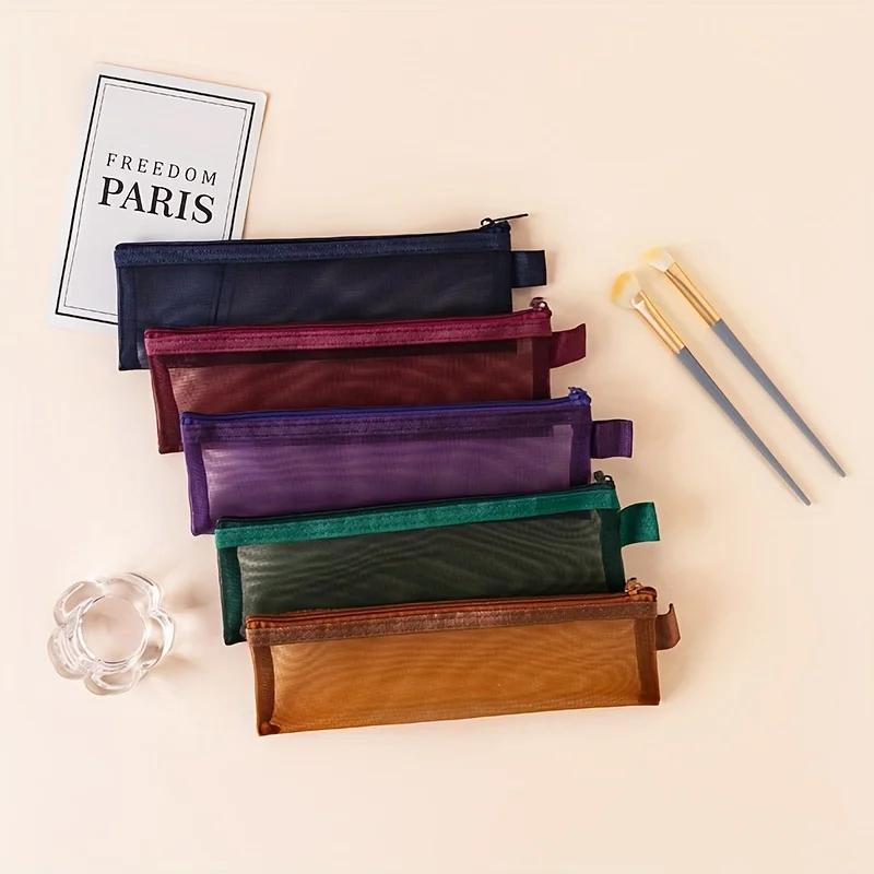 Nylon-Mesh-Make-up-Pinsel-Organizer, transparent, sichtbar, große Kapazität, tragbar, für Lippenstift, Augenbrauenstifte, Reiseaufbewahrung