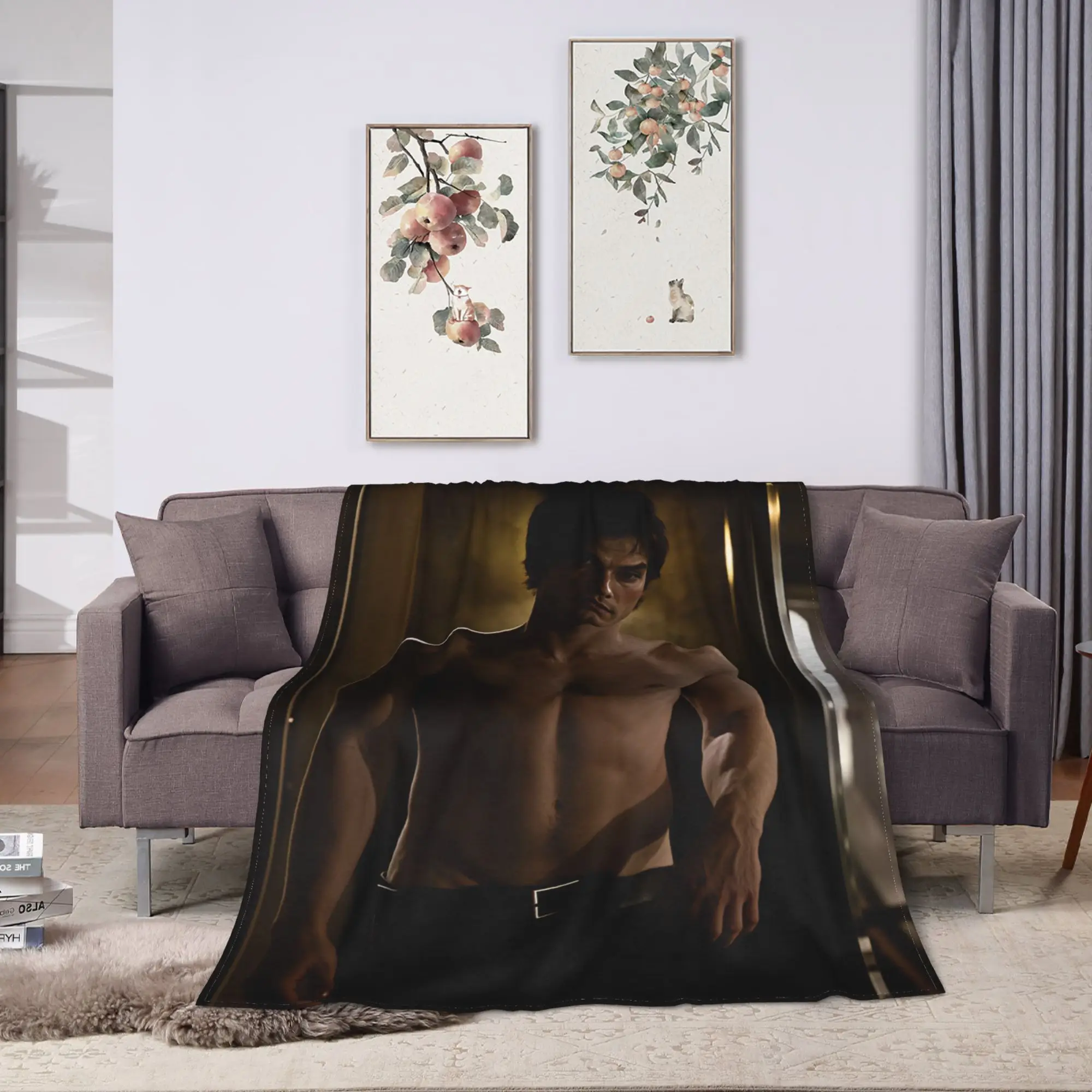 Vampire Diaries Damon Klaus  Flannel Blankets  Warm Bedding Throws for Home Decor Travel Fluffy Bedspread Sofa Bed Cover