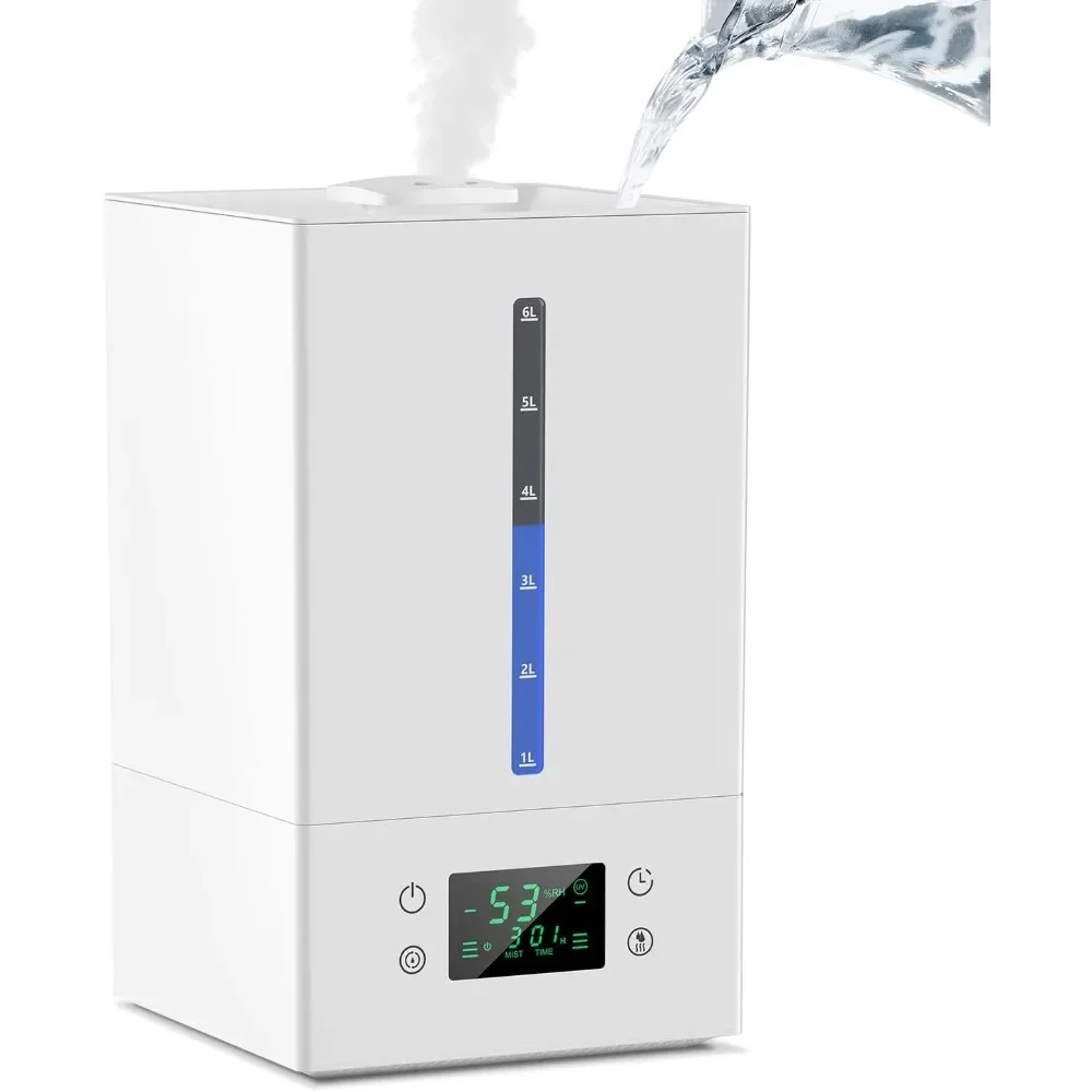 

6L Humidifiers for Bedroom Large Room, Cool Mist Humidifiers for Baby Nursery Plants with Essential Oils Diffuser, 360° Rotatabl