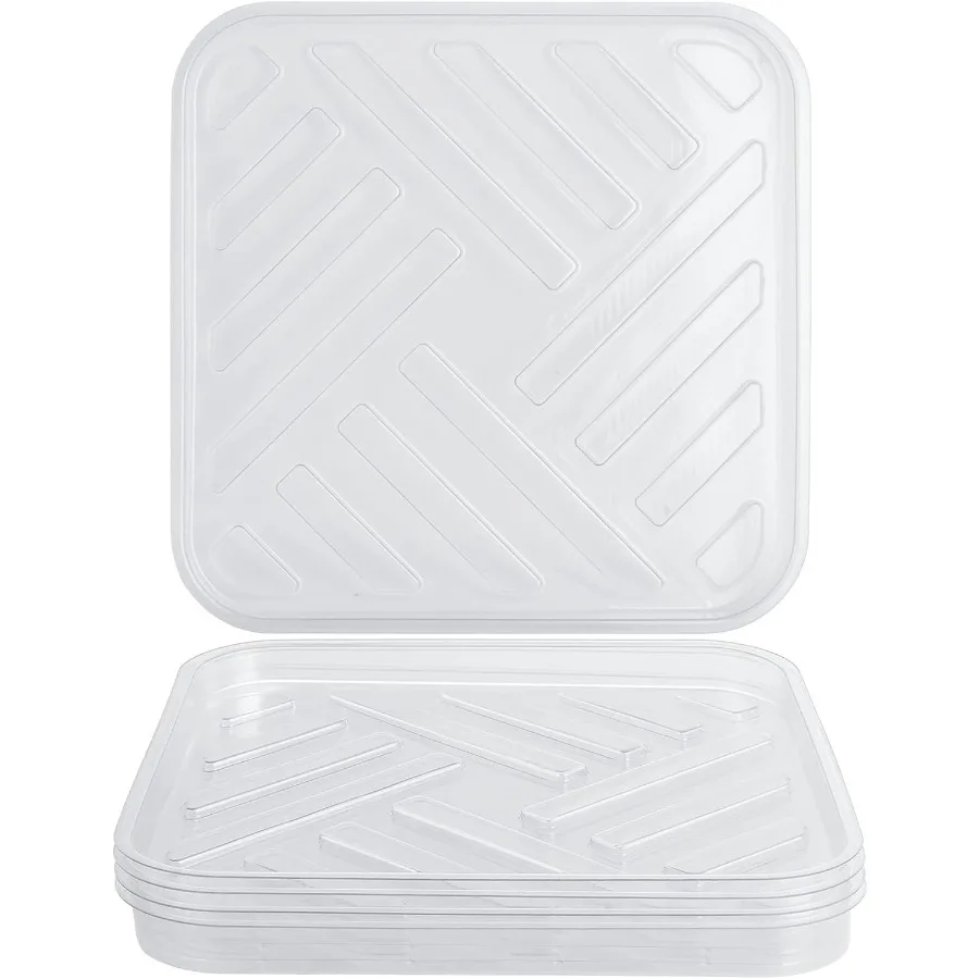 

Idyllize 5 Pack 12 Inch of Plastic Plant Saucer Square Clear Drip Trays for Indoors and Outdoor Plants Durable Thick Saucer for