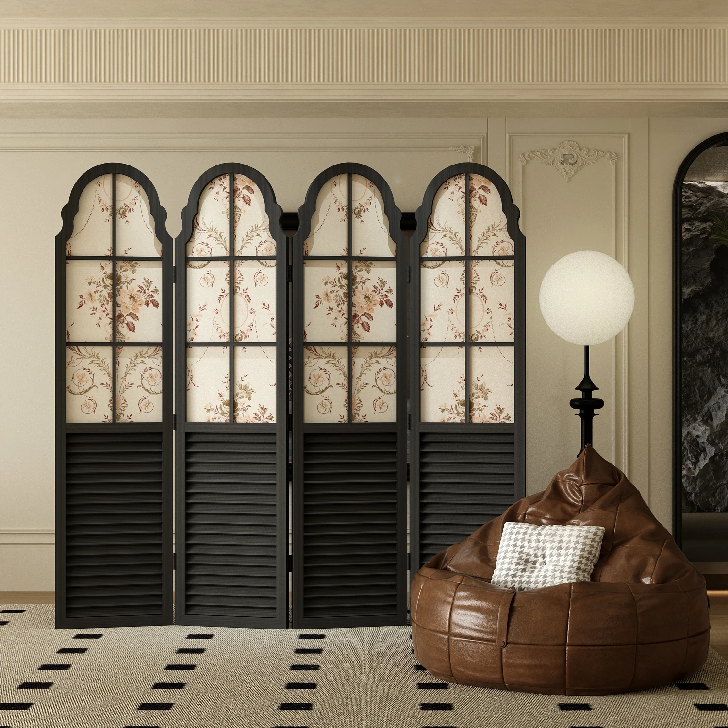 French screen partition living room hotel exhibition hall mobile semi-transparent shielding folding folding screen