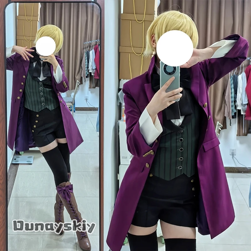Cosplay Anime Alois Trancy Costume Purple Evening Dress Coat Shirt Uniform Wig Fullset Halloween Party Masquerade Costumes