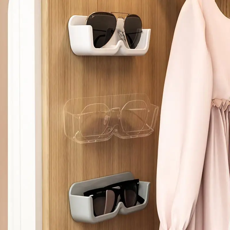 

Wall-Mounted Reading Glasses Holder Sunglasses Organizer Rack Storage Box Adhesive Floating Accessories For Phone Eyeglasses