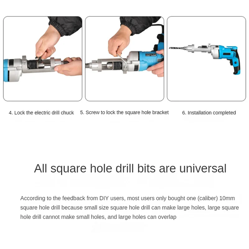 

【Hot-Selling!】2X Square Hole Drill Bit Adapter Drill Bit Fixing Bracket Attachment Joint Mortiser Bit For Hand Electric Drill