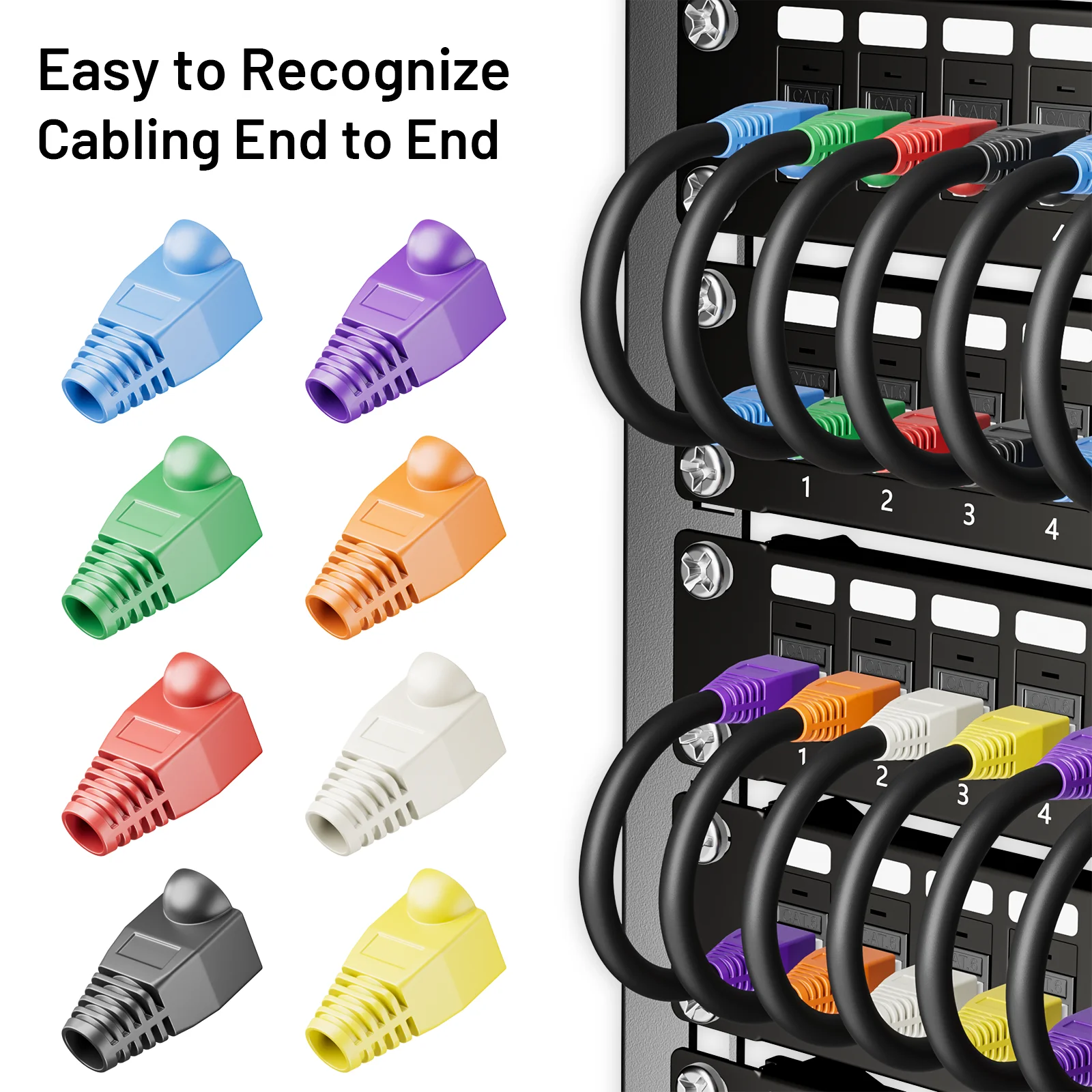 ZoeRax 100/50 ชิ้น ปลอกหุ้มสายเคเบิลเครือข่ายอีเธอร์เน็ต RJ45 CAT6 CAT6E CAT5 CAT5E ป้องกันแรงดึง (เส้นผ่านศูนย์กลางภายนอก 6.5 มม.)